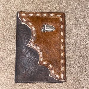 Cowhide and leather wallet
